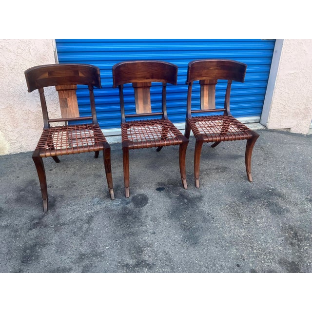 Mid Century Modern Solid Walnut Klismos Chairs - Set of 3 For Sale - Image 4 of 4