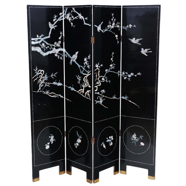 Large Antique Victorian Chinoiserie Black Lacquer Dressing Screen, 1900 For Sale - Image 13 of 13