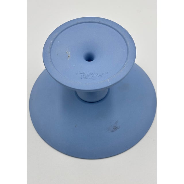 Wedgwood Vintage Wedgwood Blue Queensware Jasperware Pedestal Compote Dish For Sale - Image 4 of 5