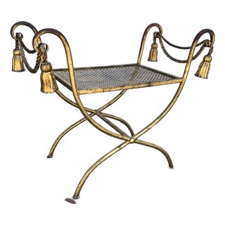 Vintage Italian Rope and Tassel Bench For Sale