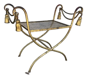 Vintage Italian Rope and Tassel Bench