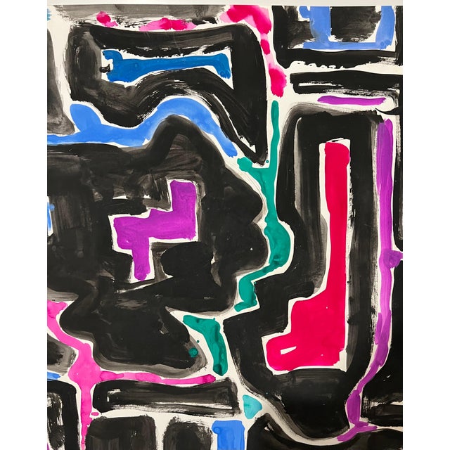 Late 20th Century Jay Milder, Abstract Israeli Landscape Jay Milder Rhino Horn Painting Jaffa, Israel Pop Art, 1990 For Sale - Image 5 of 7