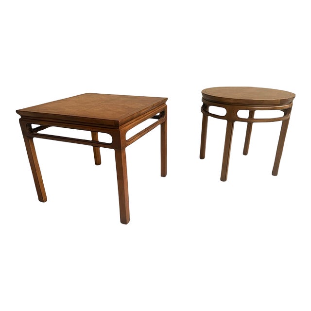 1970s Michael Taylor for Baker Furniture Ming Style Burl Wood Side Tables, 2 Pieces For Sale