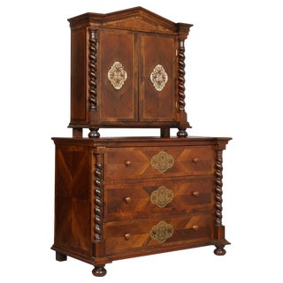 Austrian Trumeau Commode in Walnut, 1728 For Sale