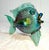 Figurative Vintage Hand Blown David Tate Studio Glass Iridescent Green Gold Fish Sculpture For Sale - Image 3 of 15