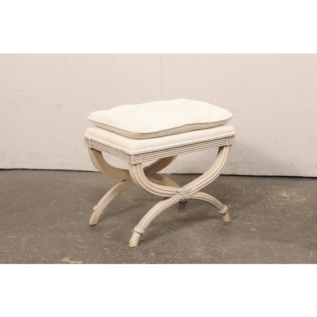 Mid 20th Century Mid 20th Century French Pair Curule Stools W/ Pillow Top Seat For Sale - Image 5 of 11