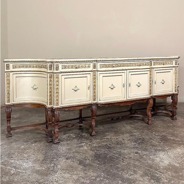 Baroque Grand Antique Italian Neoclassical ~ Baroque Painted Console ~ Buffet For Sale - Image 3 of 12