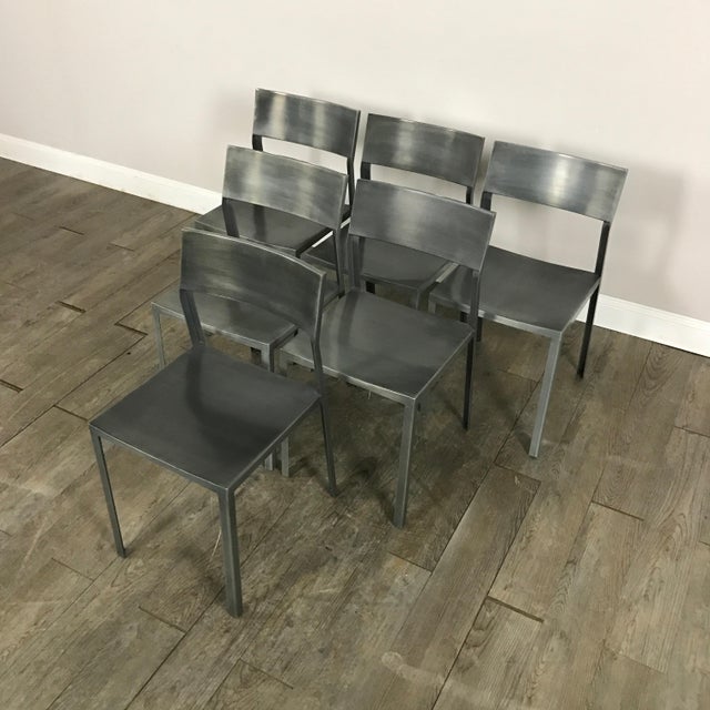 CB2 Brushed Steel Dining Chairs Set of 6 Chairish
