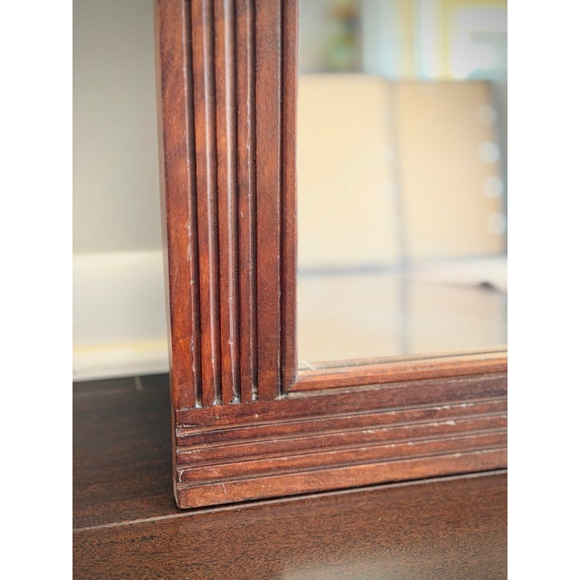 Brown Vintage Arched Walnut Finish Mirror in the Style of Broyhill Brasilia & Mid Century Modern Design MCM Postmodern Style For Sale - Image 8 of 11