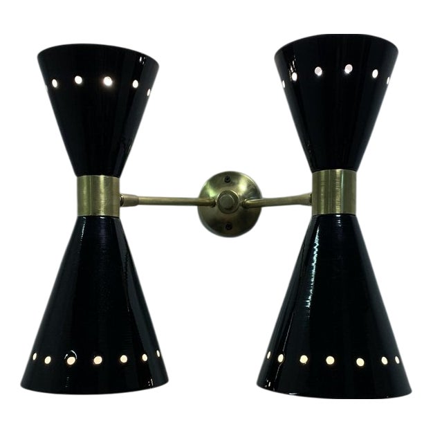 Diablo Brass Wall Lamp, Italy, 1950s For Sale