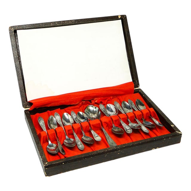 Art Deco Brass Spoons by Hefra, 1960s, Set of 13 For Sale