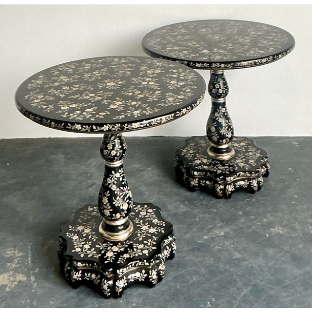 Vintage Boho Hand Painted Side Tables - A Pair For Sale - Image 10 of 12