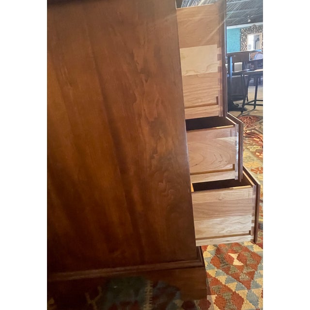 Traditional 1990s Stickley Hudson Valley Collection Solid Cherry Triple Dresser With Bracket Feet and Solid Brass Bail Pulls. For Sale - Image 3 of 12