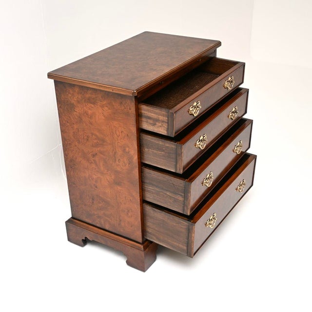 Vintage Georgian Burr Walnut Chest of Drawers, 1950 For Sale - Image 6 of 11