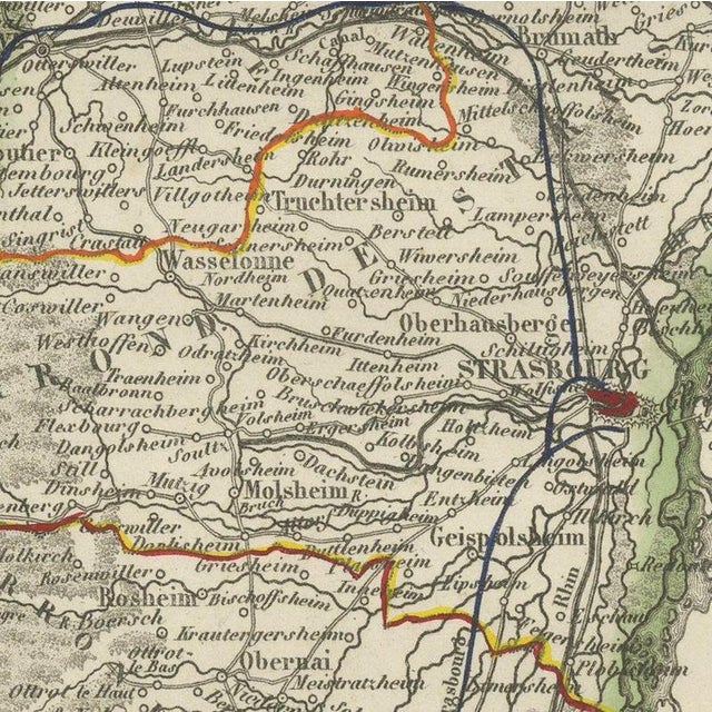 Antique Map of the Bas-Rhin with Strasbourg and Kleber, 1860 For Sale - Image 4 of 12