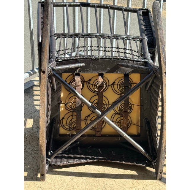 Wood 19th Century Antique Wicker Rocking Chair (By United Indurated Fibre Company), Newly Restored For Sale - Image 7 of 12