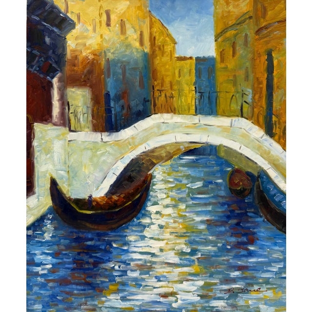 Traditional 1980s Original Oil Painting - Venice Canal Scene For Sale - Image 3 of 10