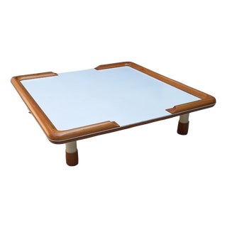 Large Oak and Laminate Coffee Table, Italy, 1970s For Sale