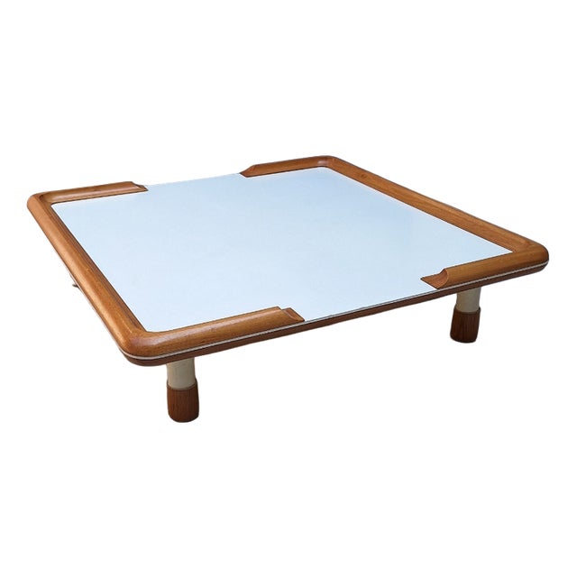 Large Oak and Laminate Coffee Table, Italy, 1970s For Sale