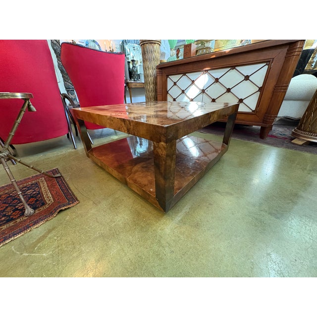 1980s Karl Springer Attributed Lacquered Goatskin Cocktail Table For Sale - Image 10 of 12