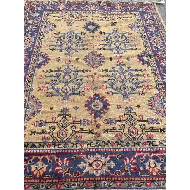 Very nice late 19th century large Turkish rug with a beautiful decorative and stylized designs on a nice yellow...