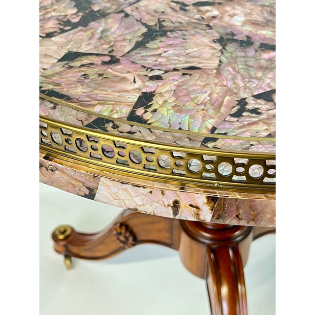 Late 20th Century Late 20th Century Maitland-Smith Tessellated Pink Penn Shell Center Table For Sale - Image 5 of 13