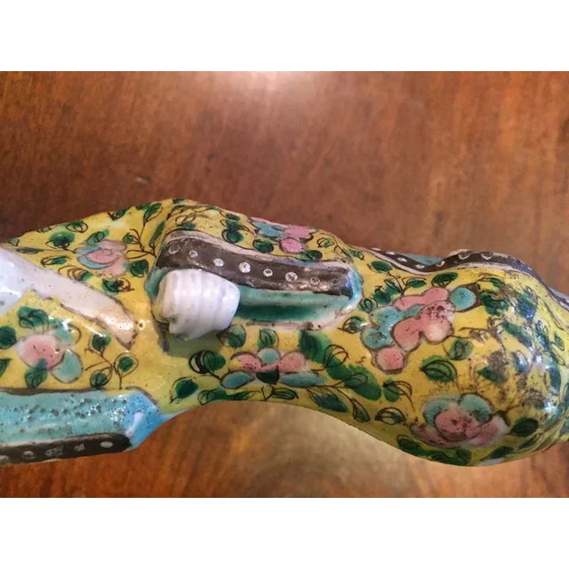 Antique 19th century Chinese export famille rose porcelain wall hanging figure of a reclining court lady. Measures 7 1/4"...