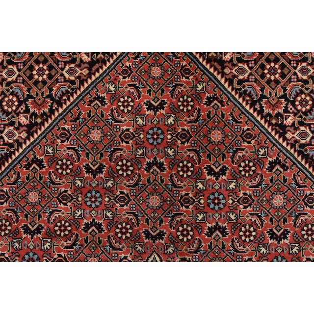 Fine Bidjar Rug 8’2” X 9’7” Red Wool Vintage Traditional Hand-Knotted Carpet For Sale - Image 9 of 15