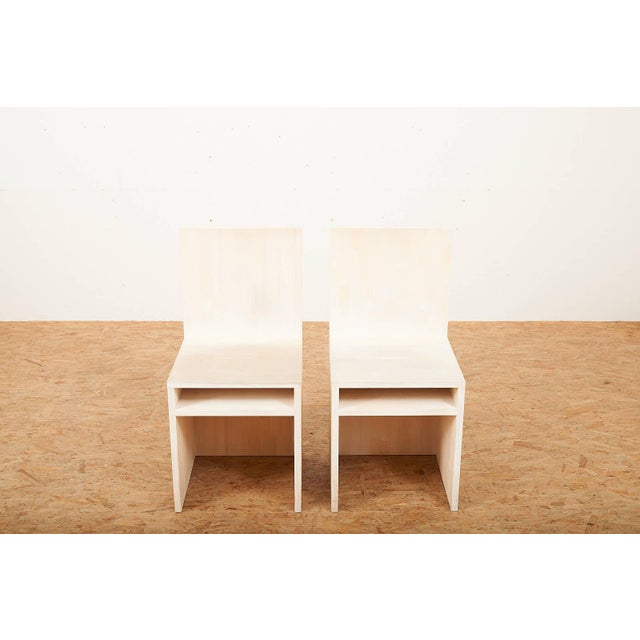 Chairs in Wood Construction with Shelf and White Stained by Felice Dittli, 2006, Set of 2 For Sale - Image 3 of 13