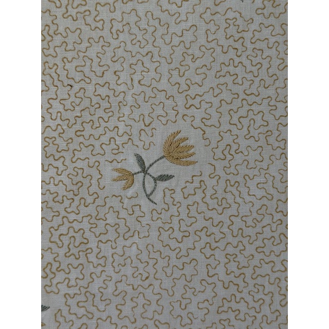 Chelsea Textiles Wildflowers on Printed Squiggles in Faded Yellow Screen Printed by Hand With Hand Embroidered Detail...