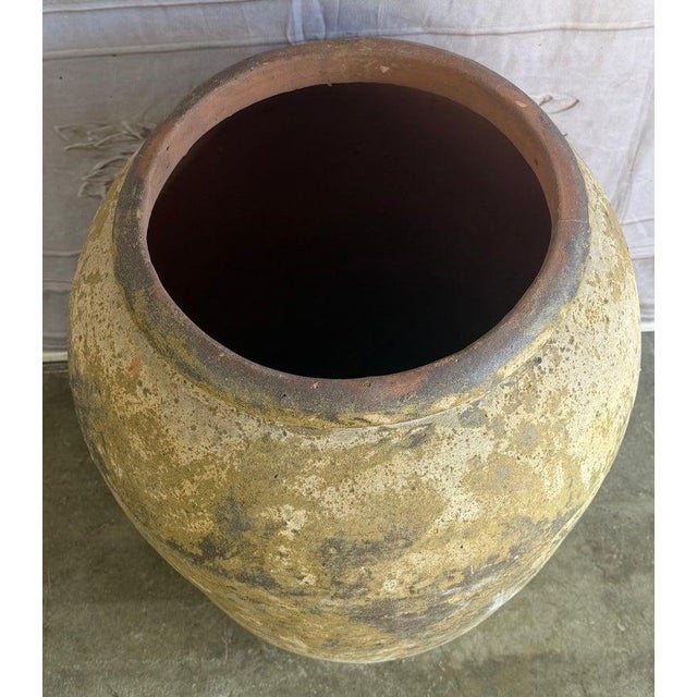 Mustard Mediterranean Mustard Colored Olive Jar, Terracotta, Rustic For Sale - Image 8 of 10