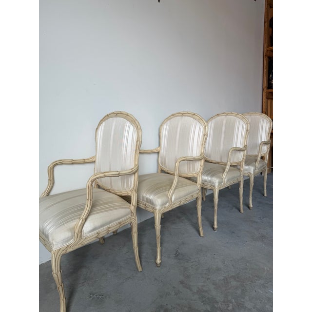 Vintage Century Furniture Serge Roche Style Faux Bois Palm Frond Arm Dining Chairs – Set of 4 For Sale In Miami - Image 6 of 12