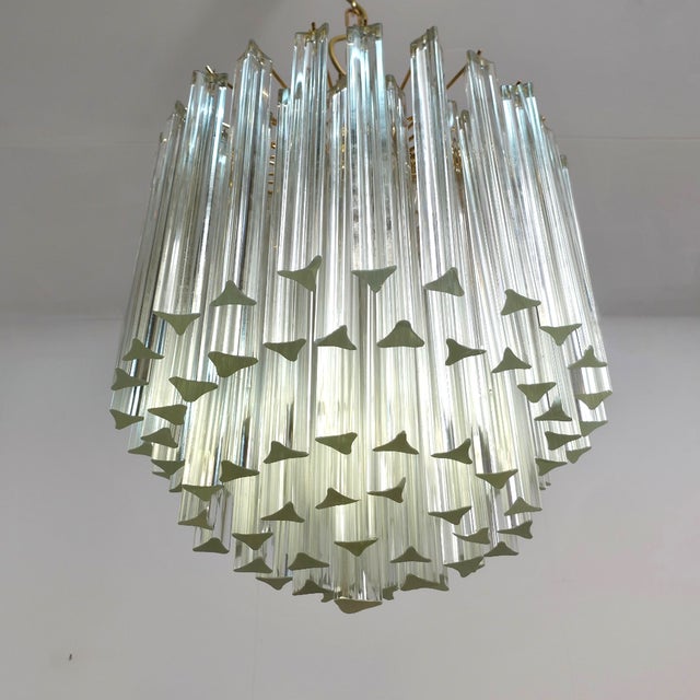Mid-Century Italian Murano Glass 5-Tiered Chandelier with Brass Frame by Paolo Venini for Venini, 1980s For Sale - Image 14 of 14