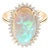Fire Opal Cocktail Halo Diamond Ring in 14k Gold Ring Size 6 For Sale