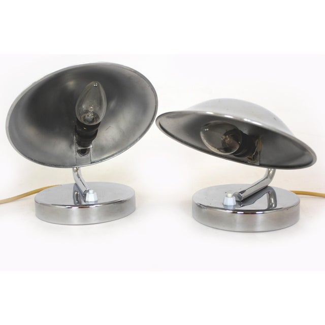 Bauhaus Style Chrome Bedside Table Lamps from Napako, Former Czechoslovakia, 1930s, Set of 2 For Sale - Image 15 of 18