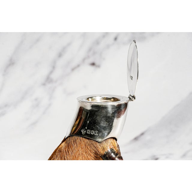 Country Sporting Decor Antique English Sterling Silver Mounted Deer Hoof Taxidermy Inkwell For Sale In New York - Image 6 of 14