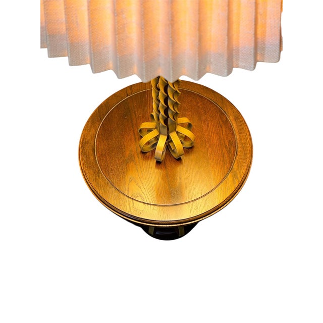 Mid-Century Modern 1950s Mid-Century Modern Florentine Style Wrought Iron Floor Lamp & Wood Side Table For Sale - Image 3 of 12