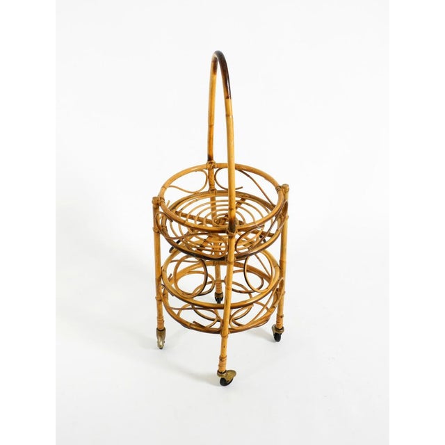 Mid-Century Italian Bar and Serving Trolley Made of Bamboo with Wheels, 1950s For Sale - Image 6 of 18
