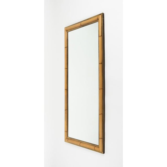 Metal Mid-Century Brass and Bamboo Wall Mirror in the style of Vivai del Sud, Italy, 1970s For Sale - Image 7 of 14