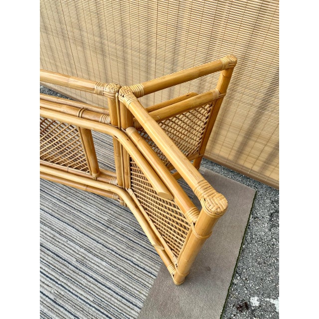 Tan Vintage Coastal Style Oval Glass Top Rattan Dining Table. For Sale - Image 8 of 13