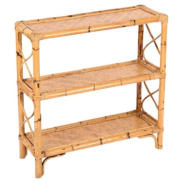 French Riviera Étagère or Console Table in Bamboo and Rattan, Italy, 1970s For Sale - Image 13 of 13