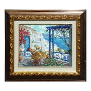 1990s Viktor Shvaiko "Greece" Hand Embellished Signed Serigraph on Canvas, Framed For Sale