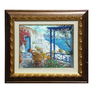 1990s Viktor Shvaiko "Greece" Hand Embellished Signed Serigraph on Canvas, Framed