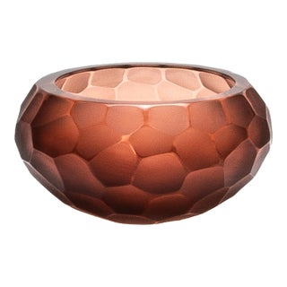 Hand-Blown Murano Battuto Bowl in Light Amaretto Small For Sale