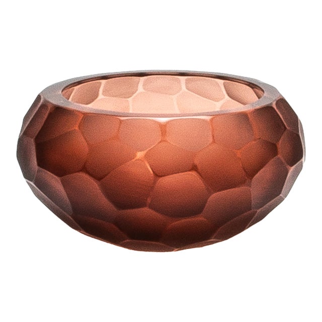 Hand-Blown Murano Battuto Bowl in Light Amaretto Small For Sale