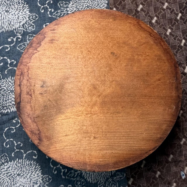 Brown Japanese Wabi-Sabi Wooden Oke Lid Display, 1940s For Sale - Image 8 of 11