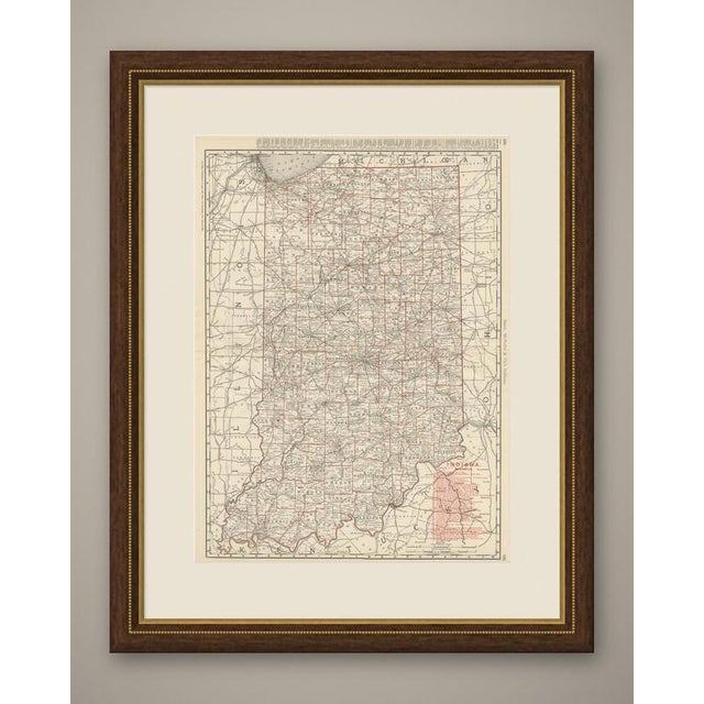 This antique map of Indiana spans pages 194 and 195 of the Rand McNally indexed atlas of 1899, a double-page county map...