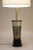 Modern 1950s Marbro Atomic Modern Charleton Hand Painted Art Glass Brass Wood Table Lamp One-of-a-Kind Sublime Condition For Sale - Image 3 of 12