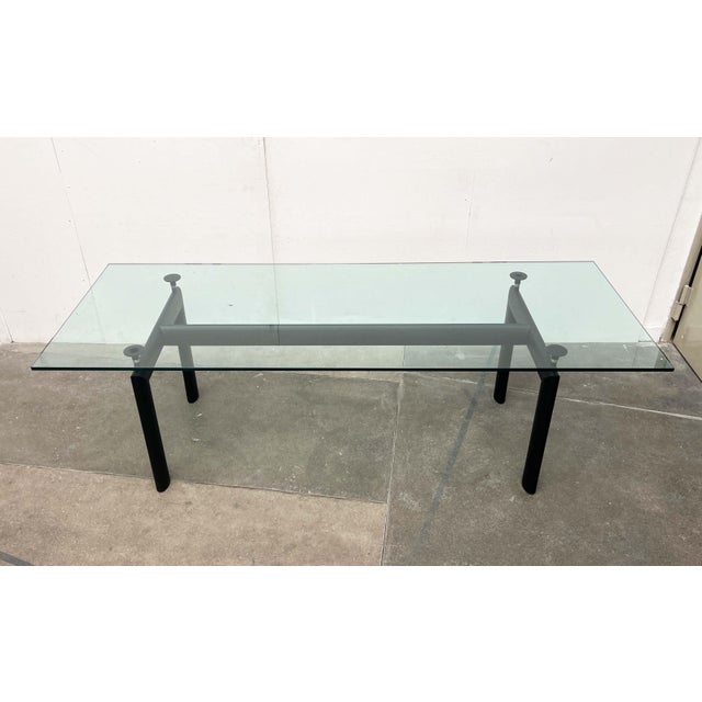 Italian Model LC6 Metal and Glass Dining or Office Table by Le Corbusier, Pierre Jeanneret, Charlotte Perriand for Cassina For Sale - Image 5 of 18