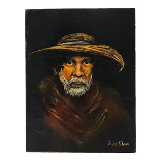 Vintage Original Oil on Board Portrait of Bearded Man – California Artist – 9” X 12” For Sale